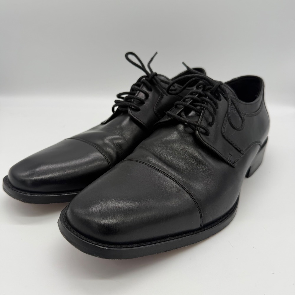 Johnston & Murphy J. Murphy Mens Black Leather Cap Toe‎ Derby Shoes 59-11567 9M